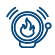 Fire alarm icon with flame symbol.
